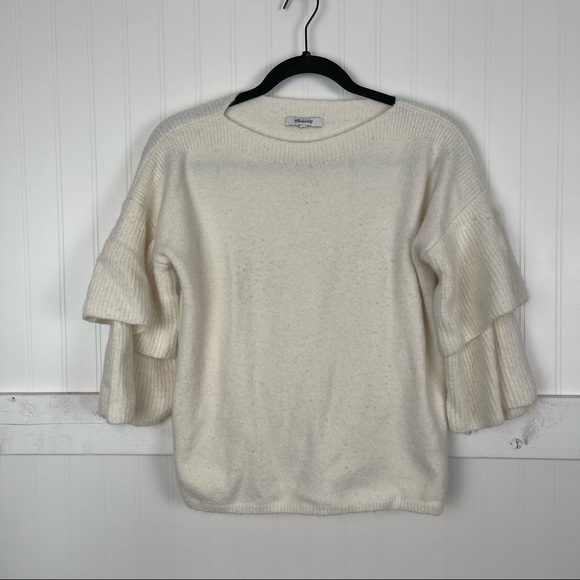 MADEWELL Tier Sleeve Pullover Sweater in Ivory - Picture 3 of 7